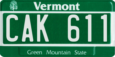 VT license plate CAK611