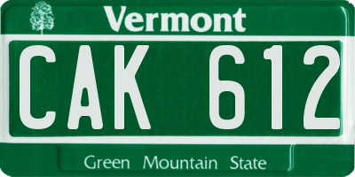 VT license plate CAK612