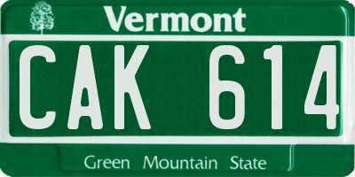 VT license plate CAK614