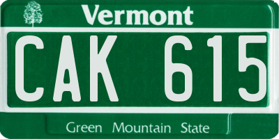 VT license plate CAK615