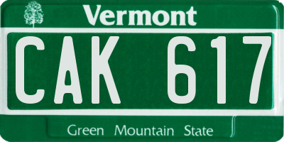 VT license plate CAK617
