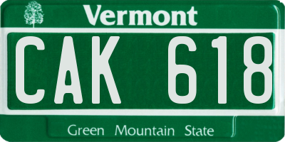 VT license plate CAK618