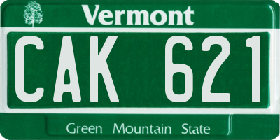 VT license plate CAK621