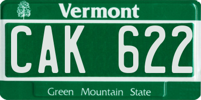 VT license plate CAK622