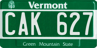 VT license plate CAK627