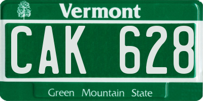 VT license plate CAK628