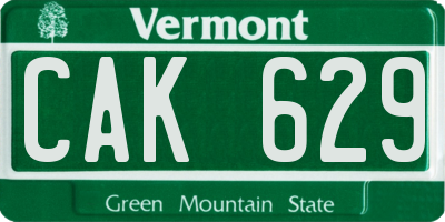 VT license plate CAK629
