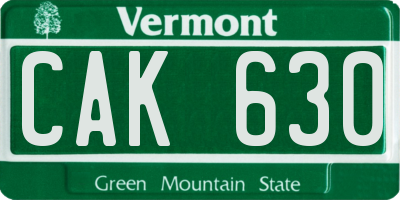 VT license plate CAK630