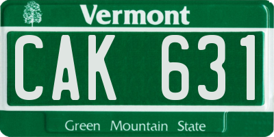 VT license plate CAK631