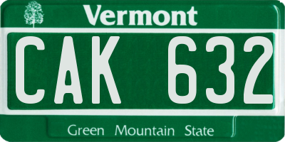 VT license plate CAK632