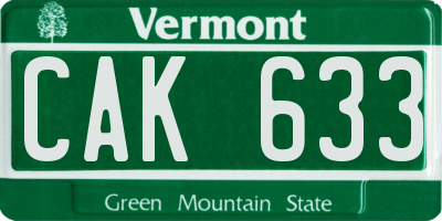 VT license plate CAK633