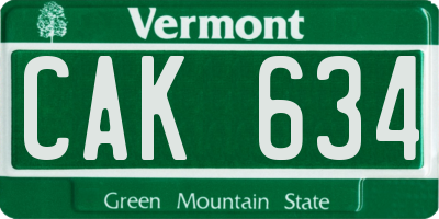 VT license plate CAK634