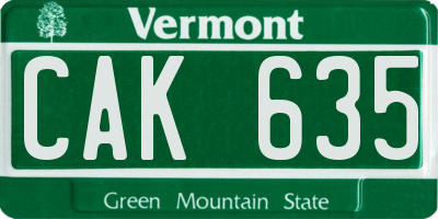 VT license plate CAK635