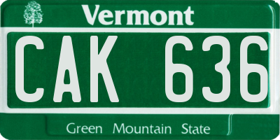 VT license plate CAK636