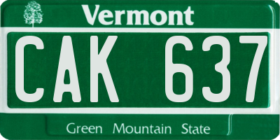 VT license plate CAK637