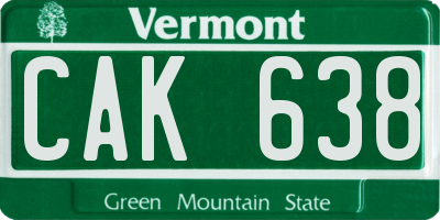 VT license plate CAK638