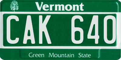 VT license plate CAK640