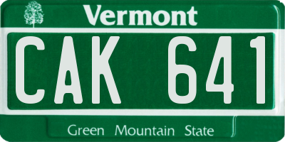 VT license plate CAK641