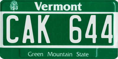 VT license plate CAK644