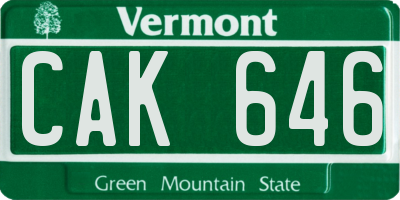 VT license plate CAK646