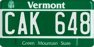 VT license plate CAK648