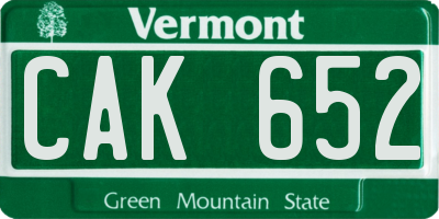 VT license plate CAK652