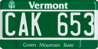 VT license plate CAK653