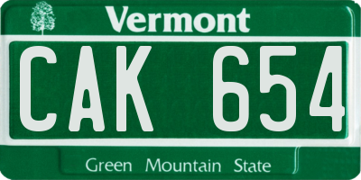 VT license plate CAK654