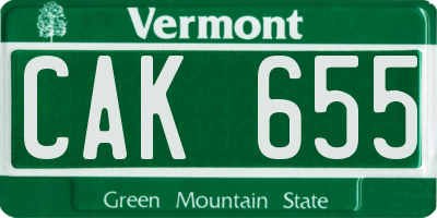 VT license plate CAK655