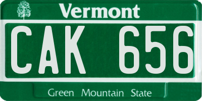VT license plate CAK656