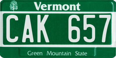 VT license plate CAK657