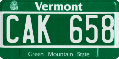 VT license plate CAK658