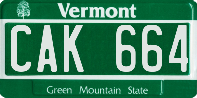 VT license plate CAK664