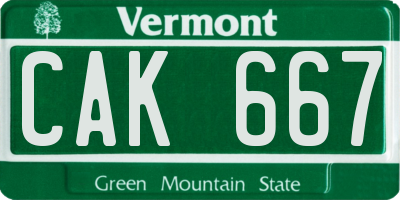 VT license plate CAK667