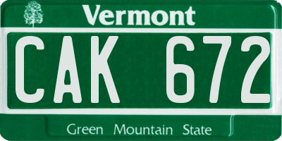 VT license plate CAK672