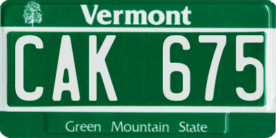VT license plate CAK675