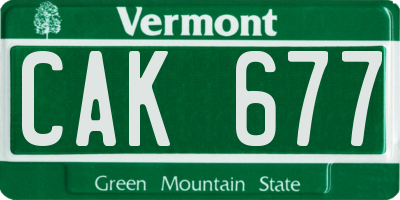 VT license plate CAK677