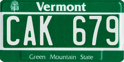 VT license plate CAK679