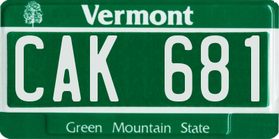 VT license plate CAK681
