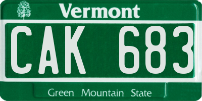 VT license plate CAK683