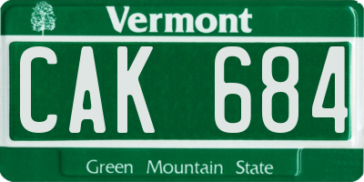 VT license plate CAK684
