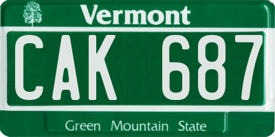 VT license plate CAK687