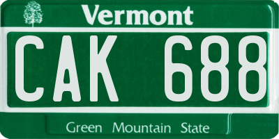 VT license plate CAK688