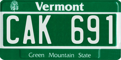 VT license plate CAK691