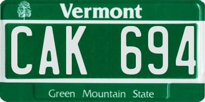 VT license plate CAK694