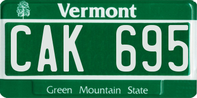 VT license plate CAK695
