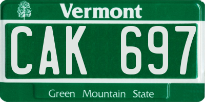 VT license plate CAK697