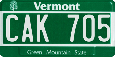 VT license plate CAK705