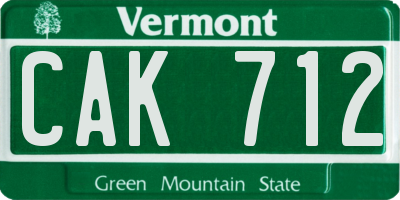 VT license plate CAK712
