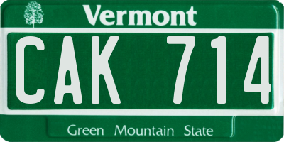 VT license plate CAK714